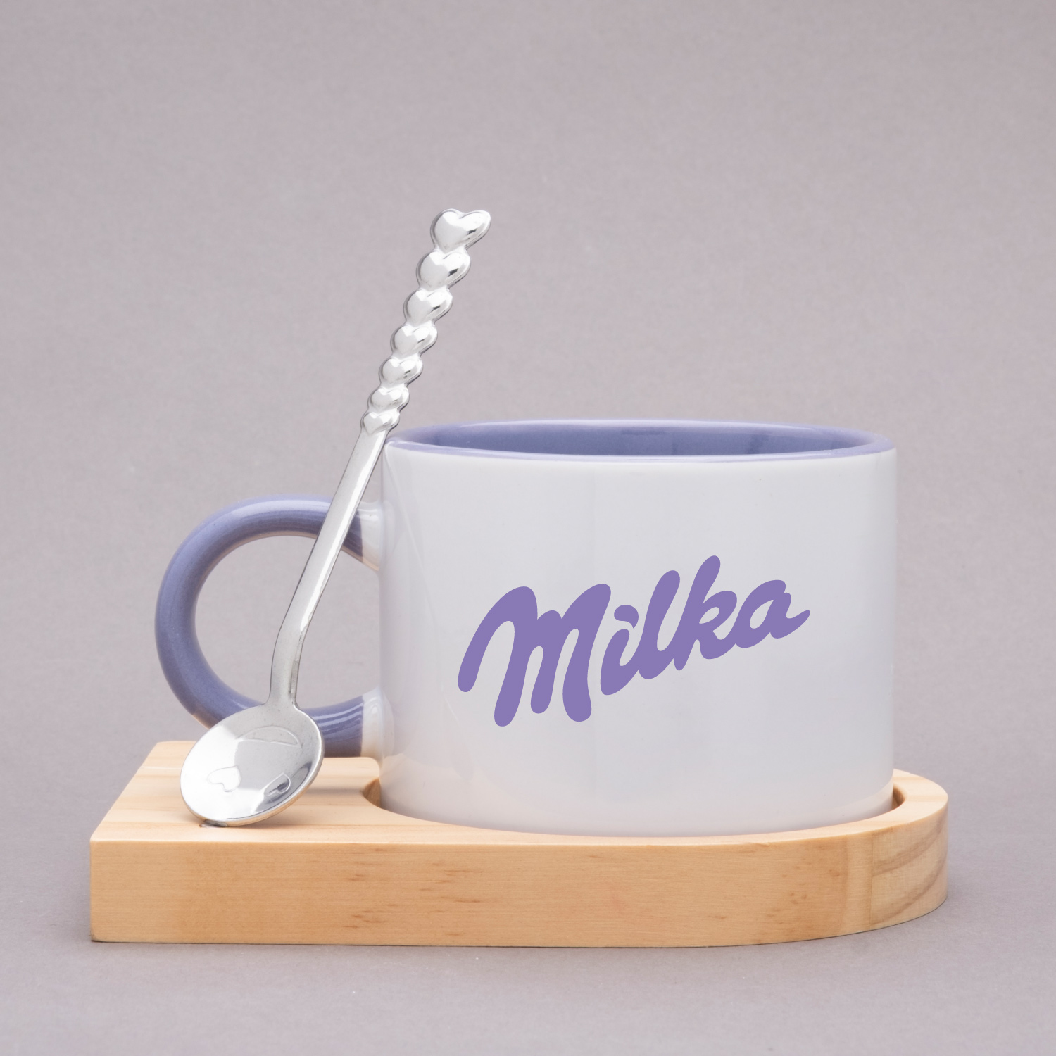 Adana Lila Ahşap Kaşık Nescafe Fincan